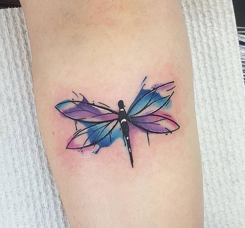 Tiny dragonfly design tattoo for girls on hand and wrist