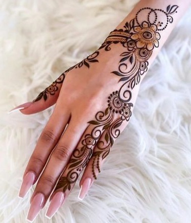 Pretty and Straightforward Hand Ornament Mehndi Motif for Everyone