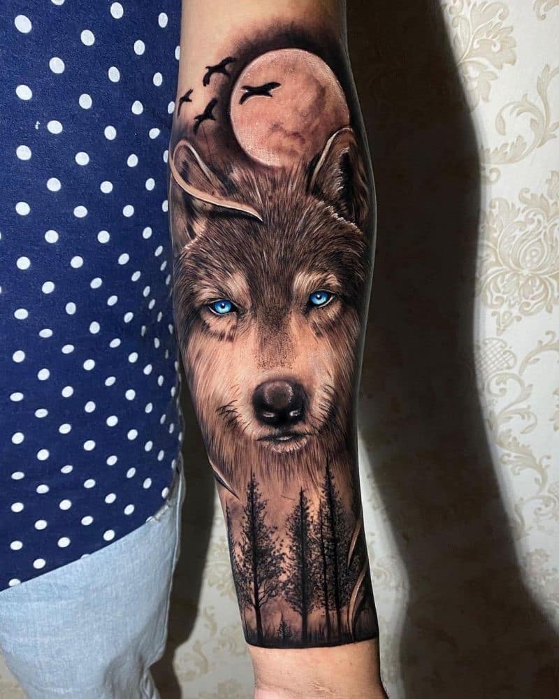 Wolf Forearm Tattoo  Wolf Tattoos For Men Best Wolf Tattoo Ideas and Cool  Designs For Guys  Arm Sleeve Sh  Wolf tattoos Wolf tattoos men Wolf  tattoo sleeve