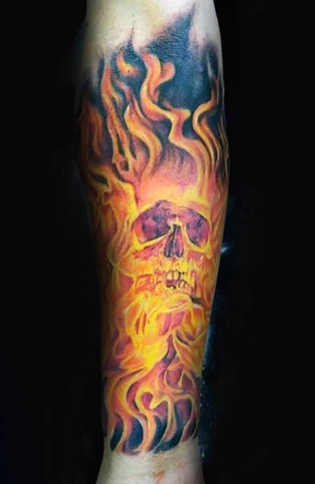 Forearm Flame Tattoo Design