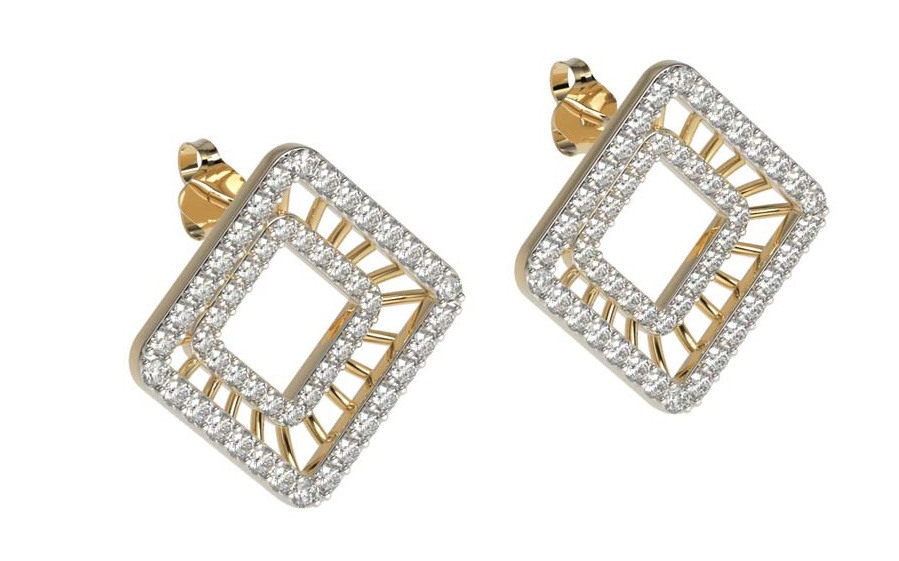 Concentric Diamond Stud Earrings