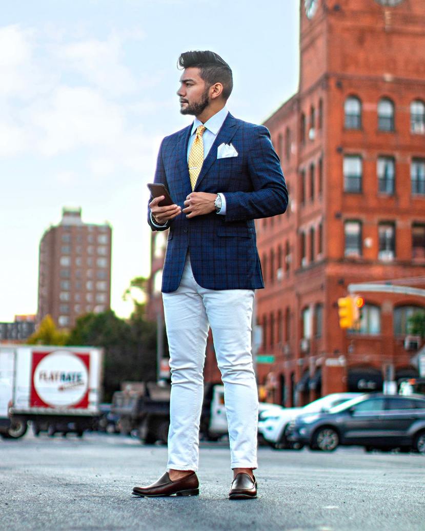Formal Look With White Fitted Jeans
