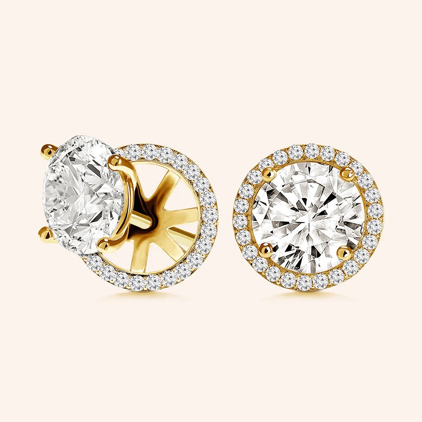 Halo Round Diamond Studs With Replaceable Jackets