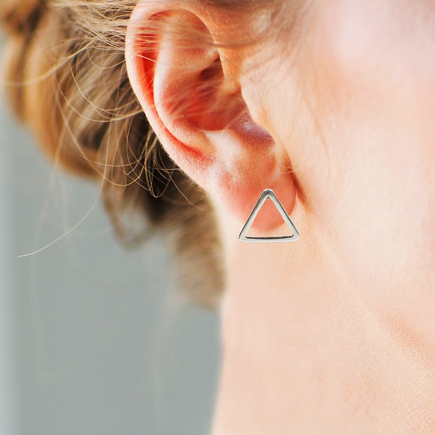 Modest Silver Triangle Studs