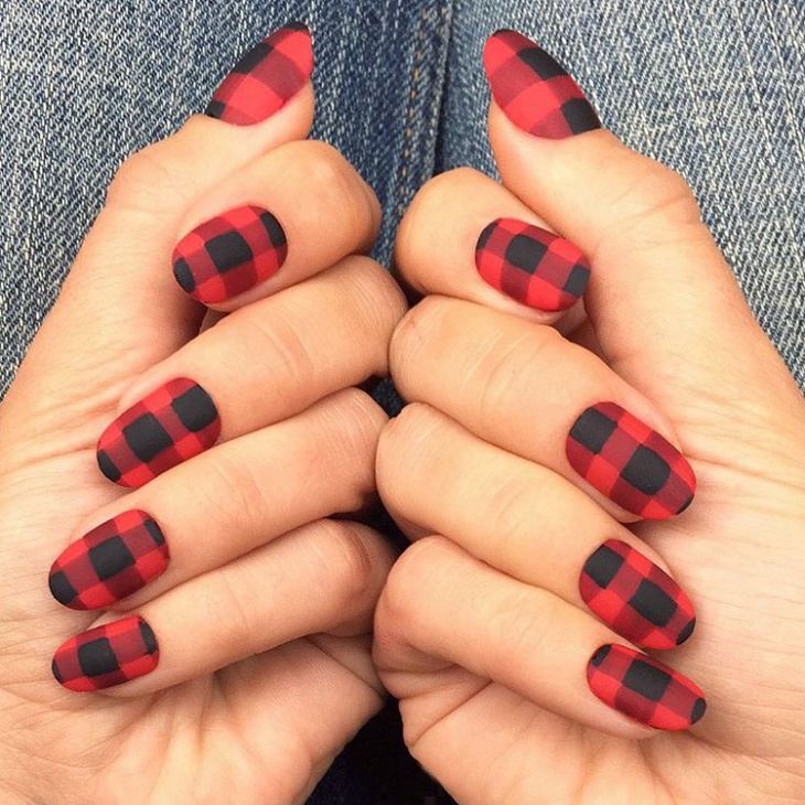 Red Gingham Nail Color