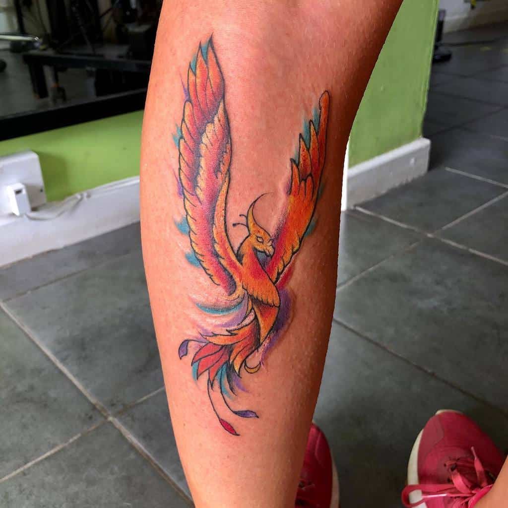 Colored Phoenix Tattoo for Women