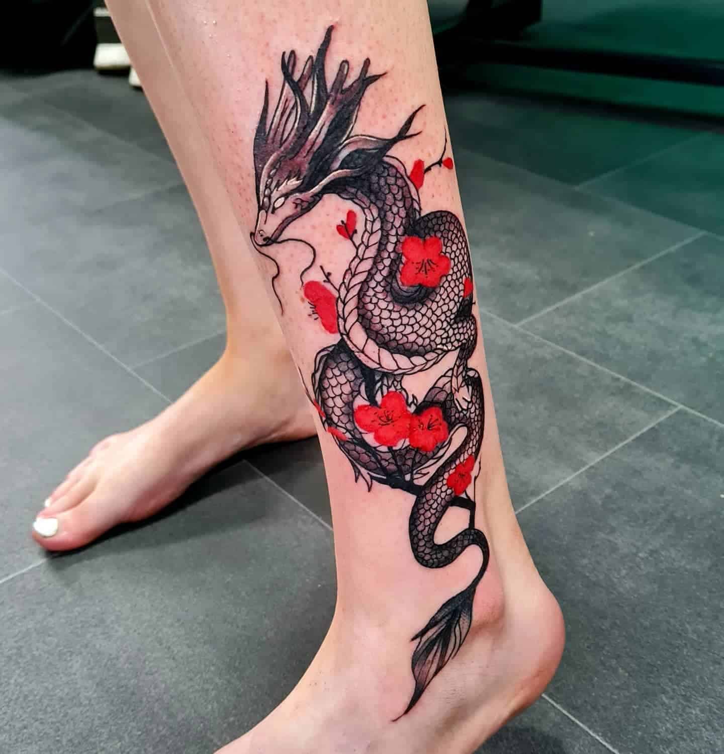 Dragon Leg Tattoo for Women