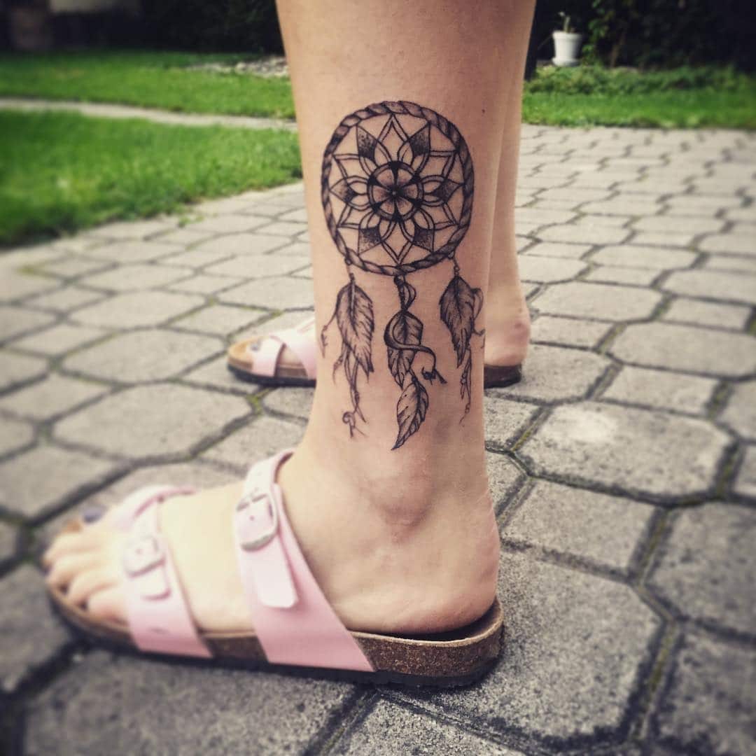 Dream Catcher Leg Tattoos for Women