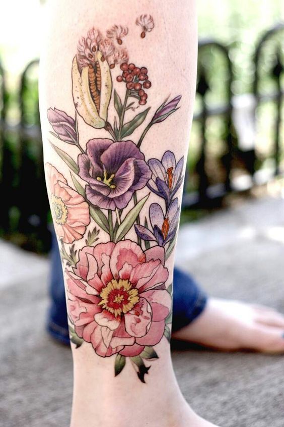 Floral Leg Tattoos for Women