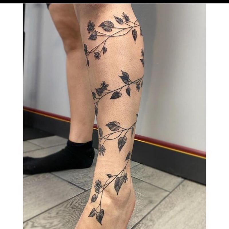Leg Vine Tattoo for Women