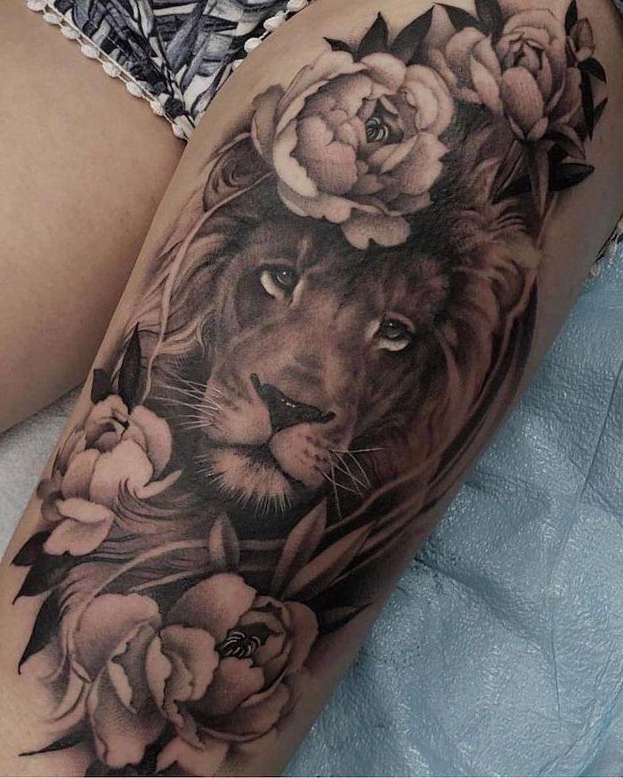 Lion Leg Tattoos for Women