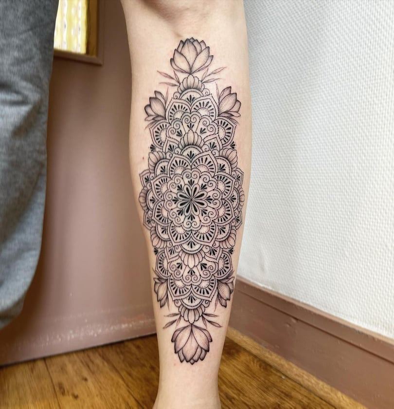 Mandala Leg Tattoos for Women