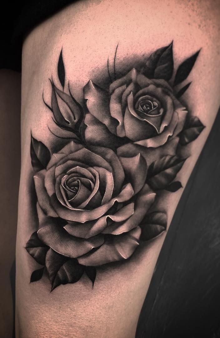 Roses Leg Tattoo for Women