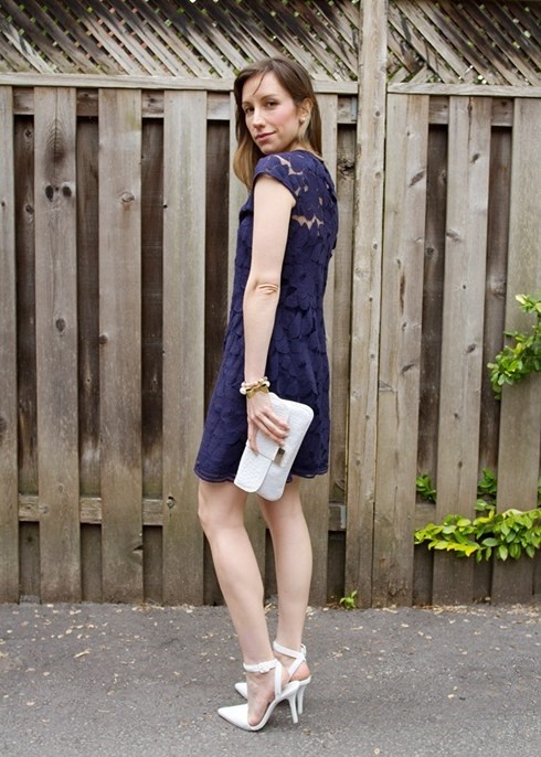 White Color Shoes With Navy Dress