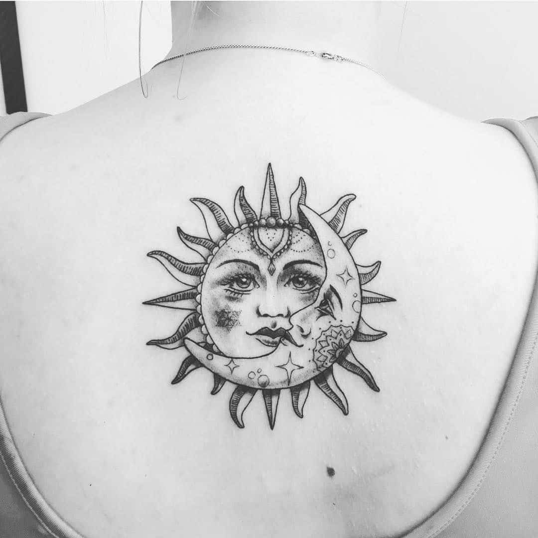 Sun And Moon Tattoos on Back