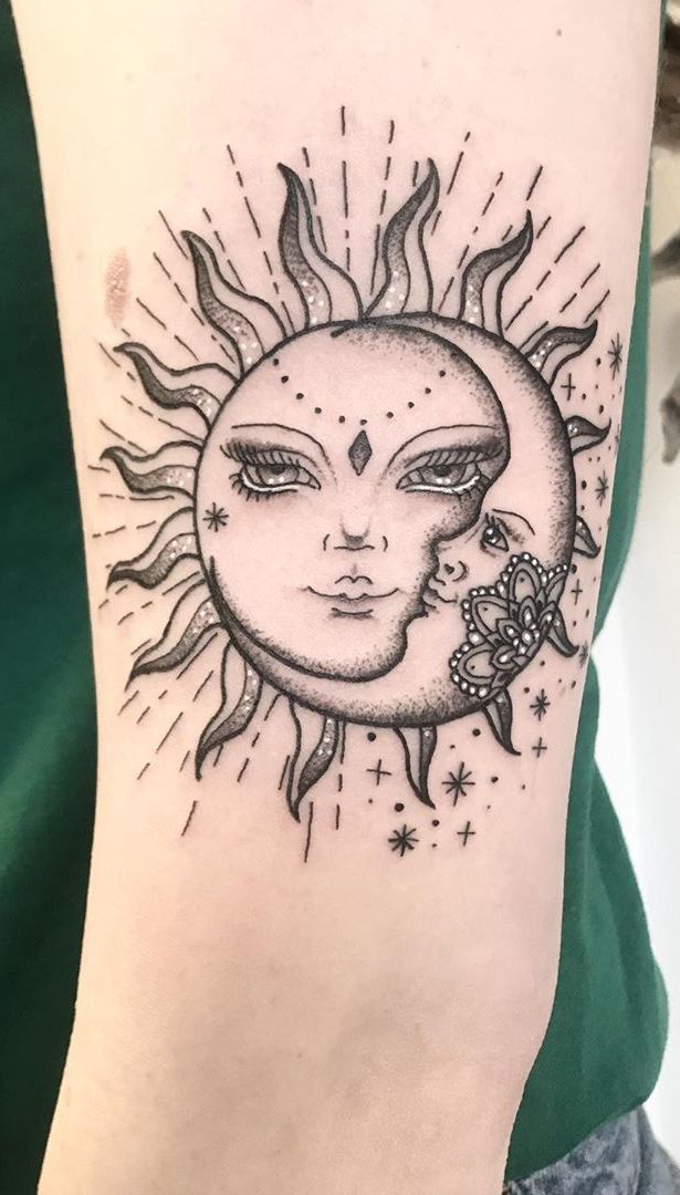 Sun and Moon Tattoos on Arms