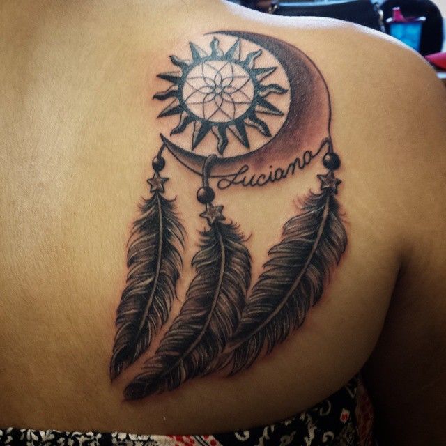 Sun and Moon Tattoos on Side Back