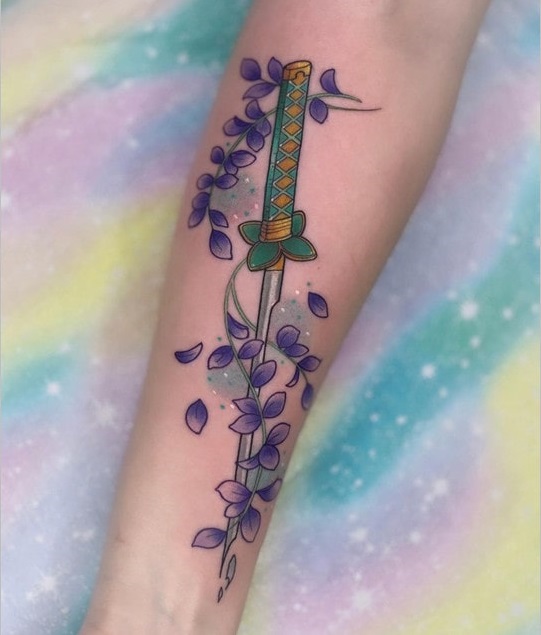 Wisteria Flower Demon Slayer Outline Tattoo